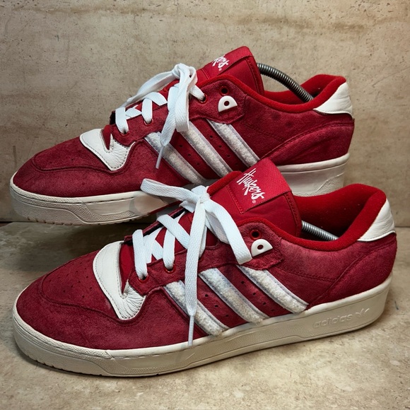 Size 12.5 adidas Rivalry Low Collegiate Pack Nebraska Huskers Red Suede Shoes